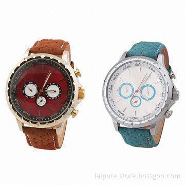 Watch, Made of Alloy and Leather Materials, Different Colors Available